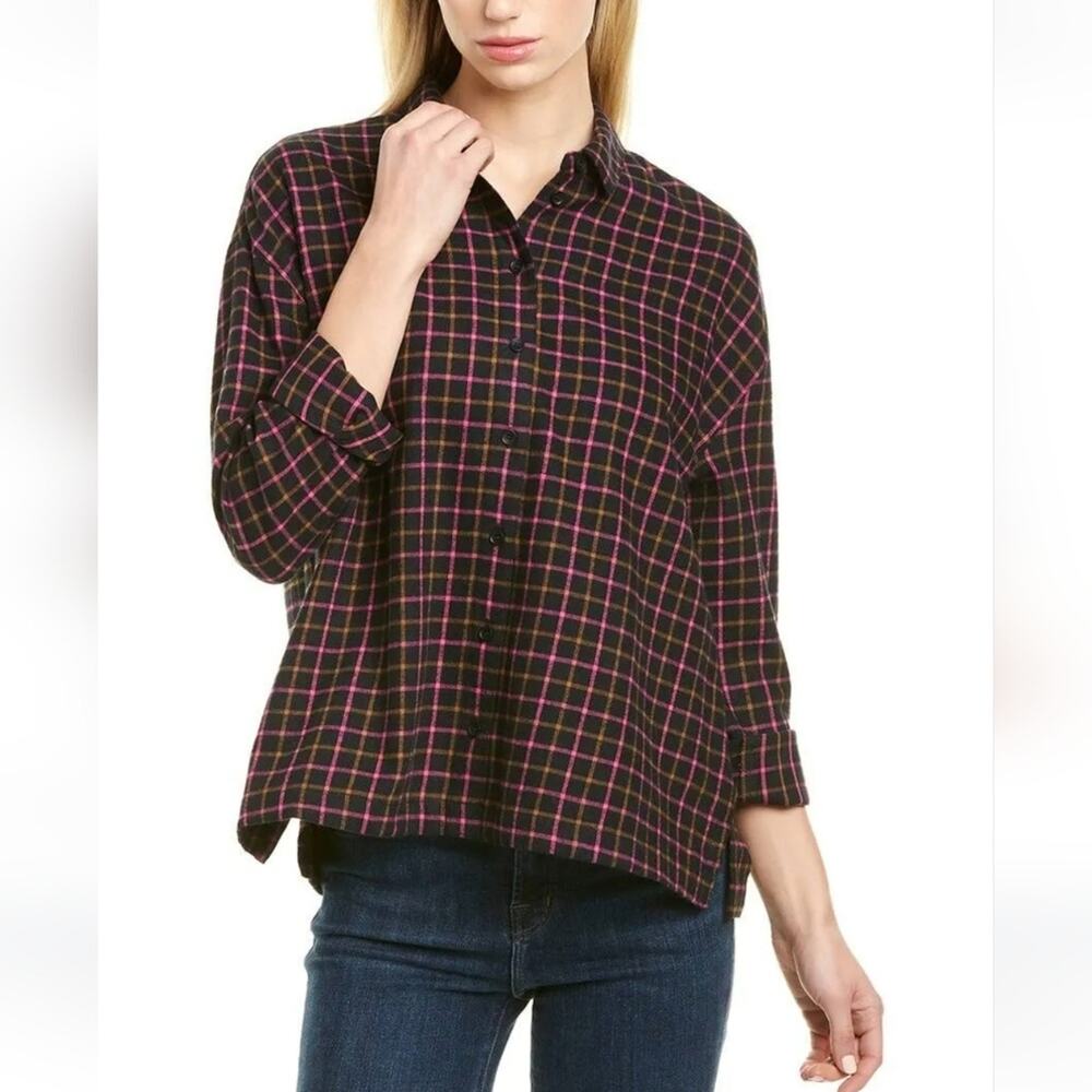 Madewell Flannel Westlake Shirt in Stoppard Plaid pink black small